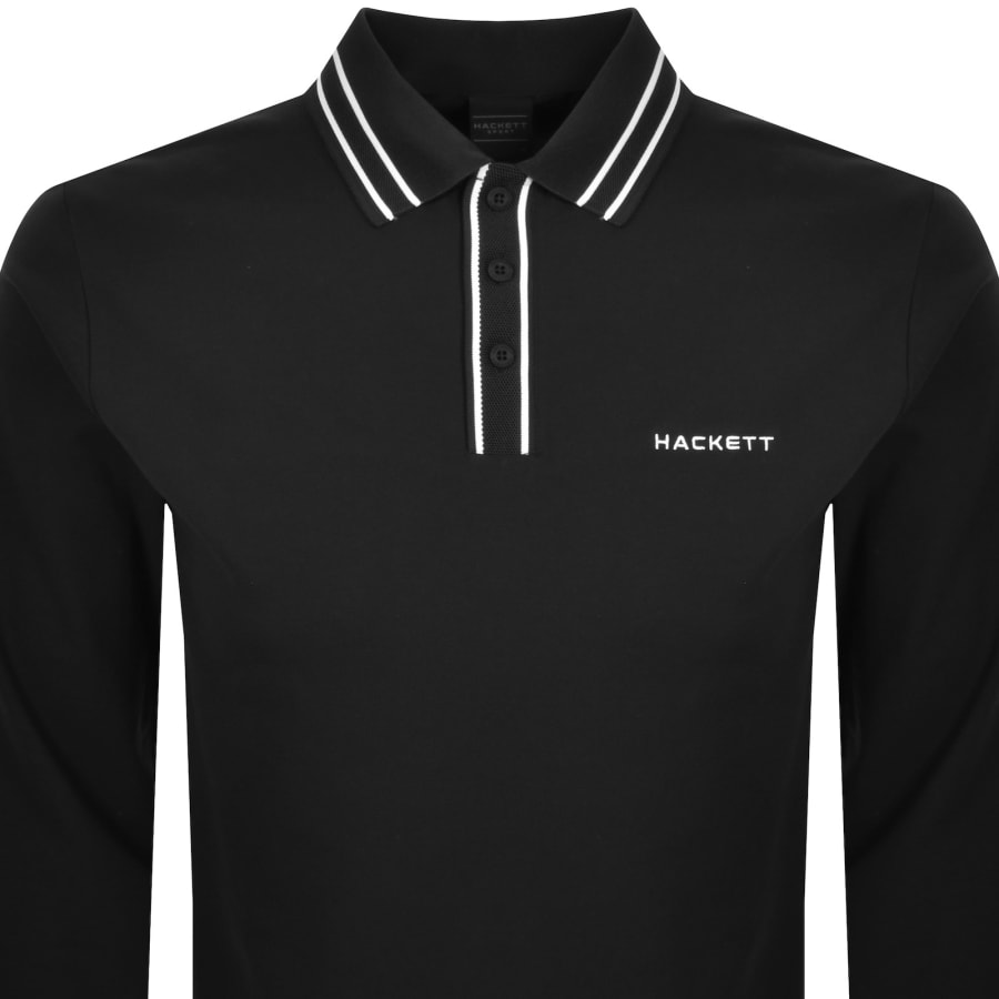 Image number 2 for Hackett Jacquard Tipped Polo T Shirt Black