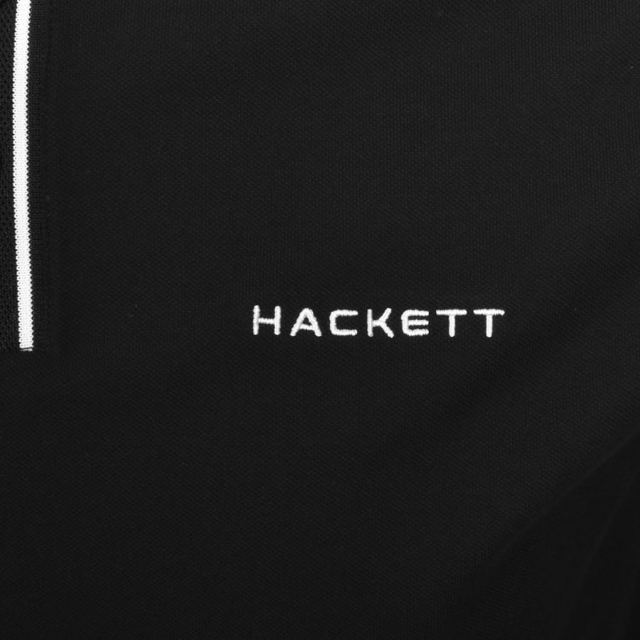 Image number 3 for Hackett Jacquard Tipped Polo T Shirt Black