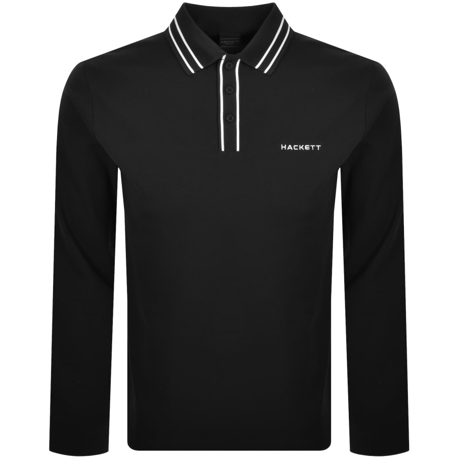 Image number 1 for Hackett Jacquard Tipped Polo T Shirt Black
