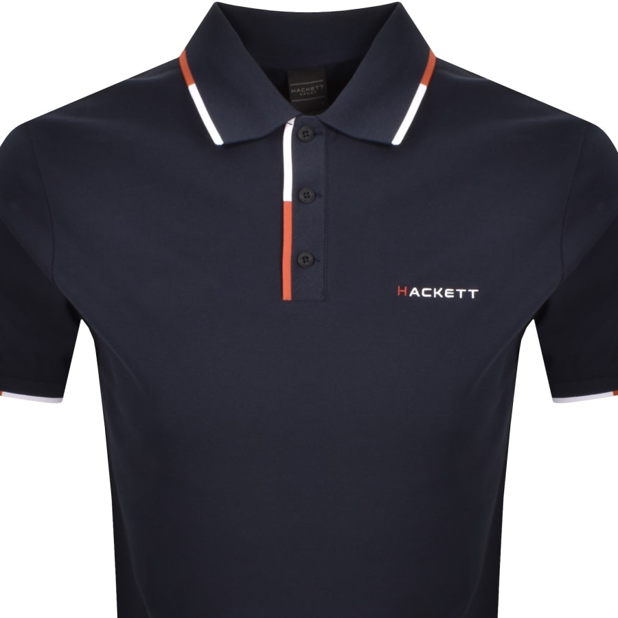 Image number 2 for Hackett Sport Tipped Polo T Shirt Navy