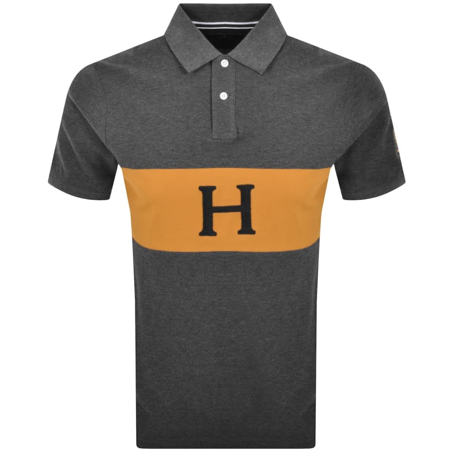 Image number 2 for Hackett Crest Panel Polo T Shirt Grey