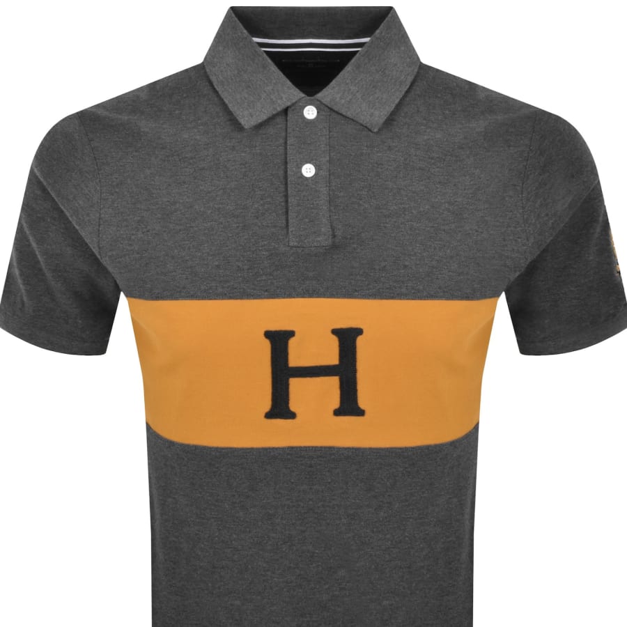 Image number 3 for Hackett Crest Panel Polo T Shirt Grey
