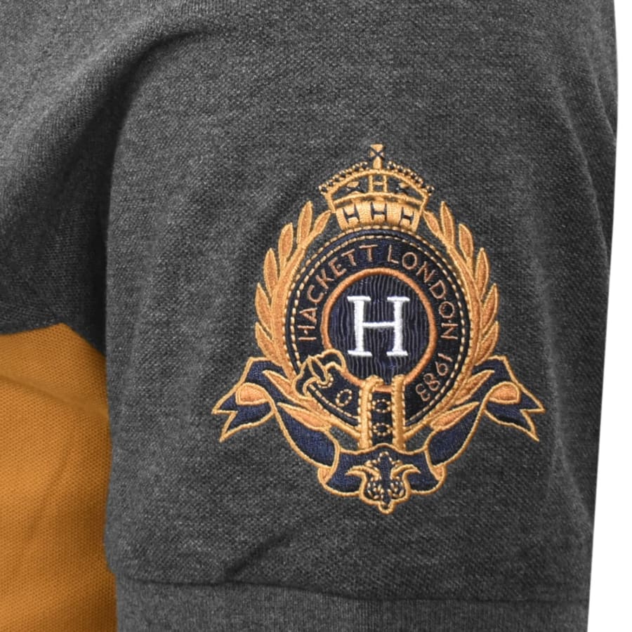 Image number 4 for Hackett Crest Panel Polo T Shirt Grey