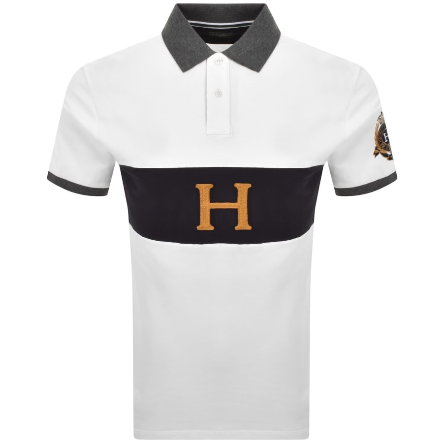 Image number 2 for Hackett Crest Panel Polo T Shirt White