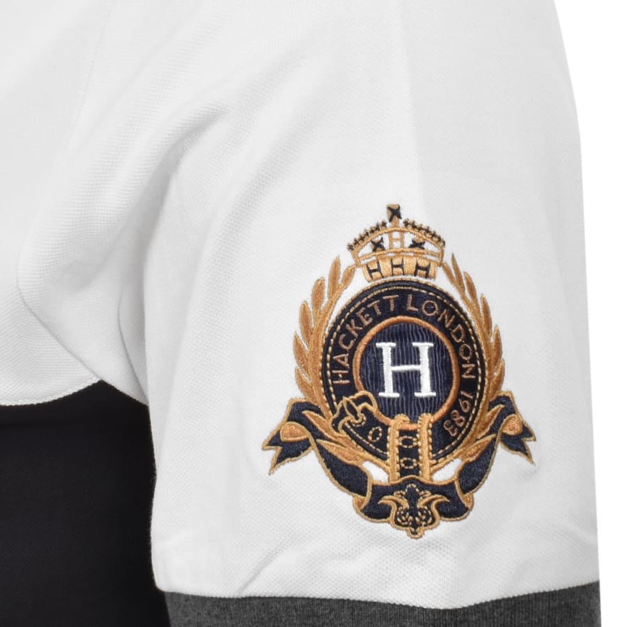 Image number 4 for Hackett Crest Panel Polo T Shirt White