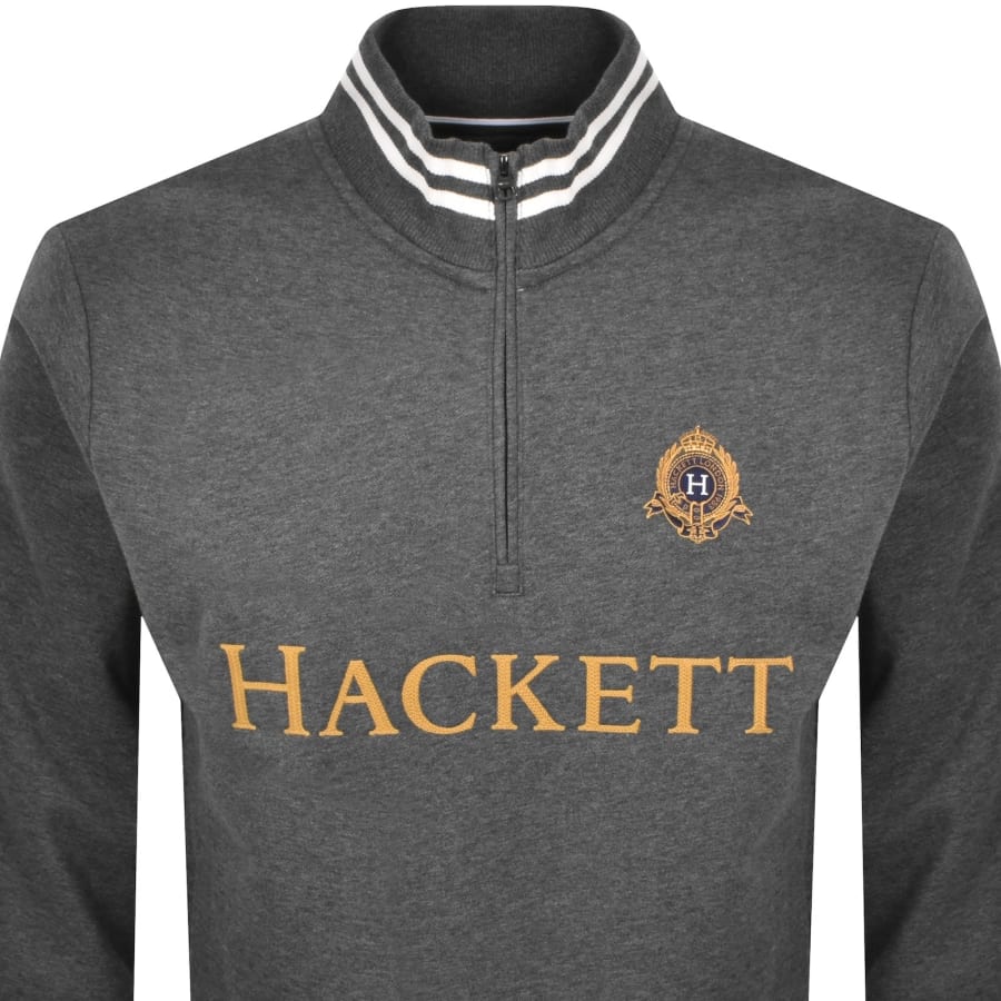 Image number 2 for Hackett Half Zip Sweatshirt Grey