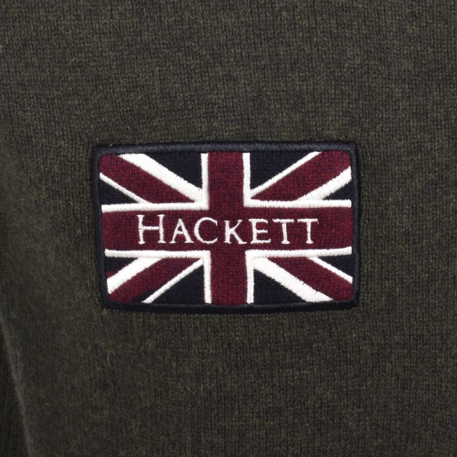Image number 3 for Hackett London Rally Knit Cardigan Green