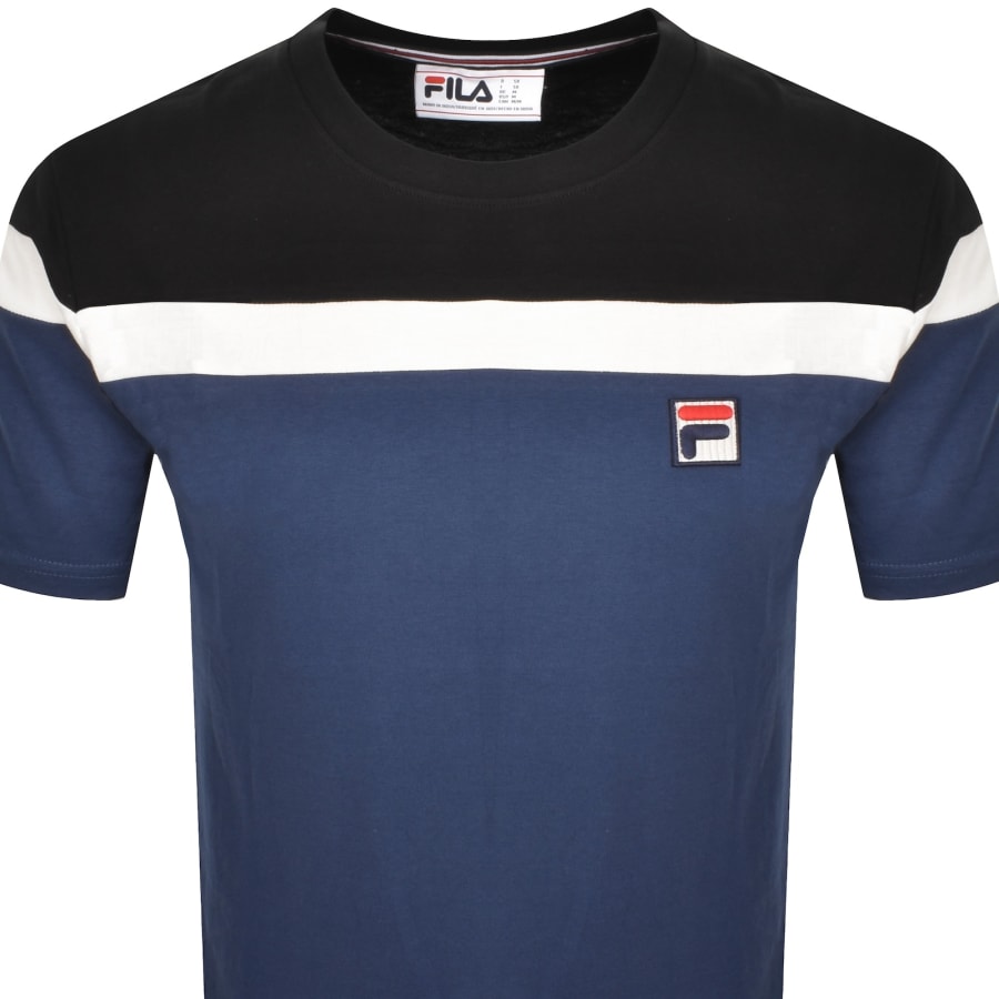 Image number 2 for Fila Vintage Aiden Colour Block T Shirt Navy