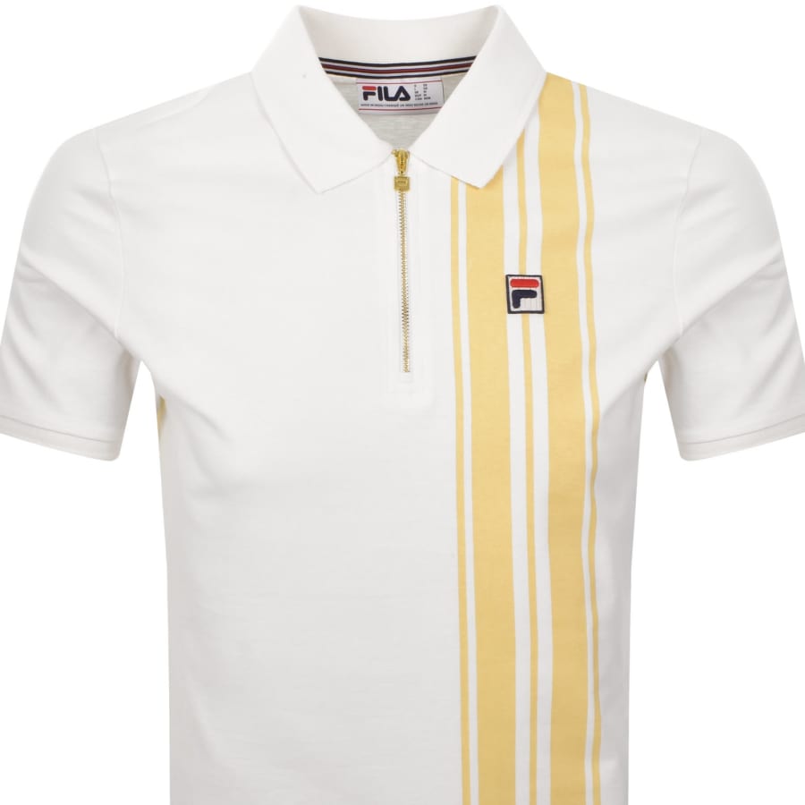 Image number 2 for Fila Vintage Dario Zip Polo T Shirt Cream