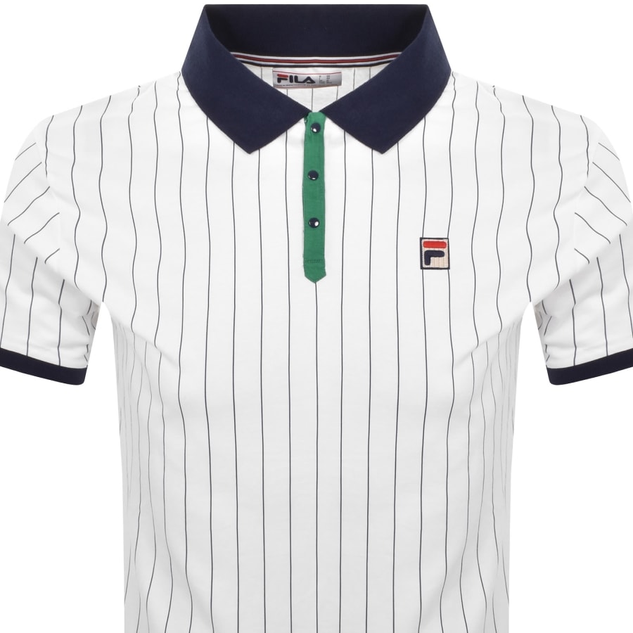 Image number 2 for Fila Vintage Classic Stripe Polo T Shirt White