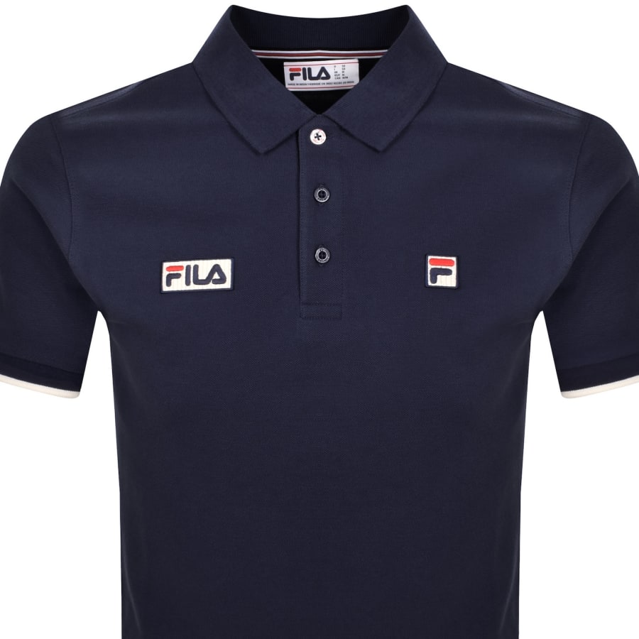 Image number 2 for Fila Vintage Tipped Rib Basic Polo T Shirt Navy