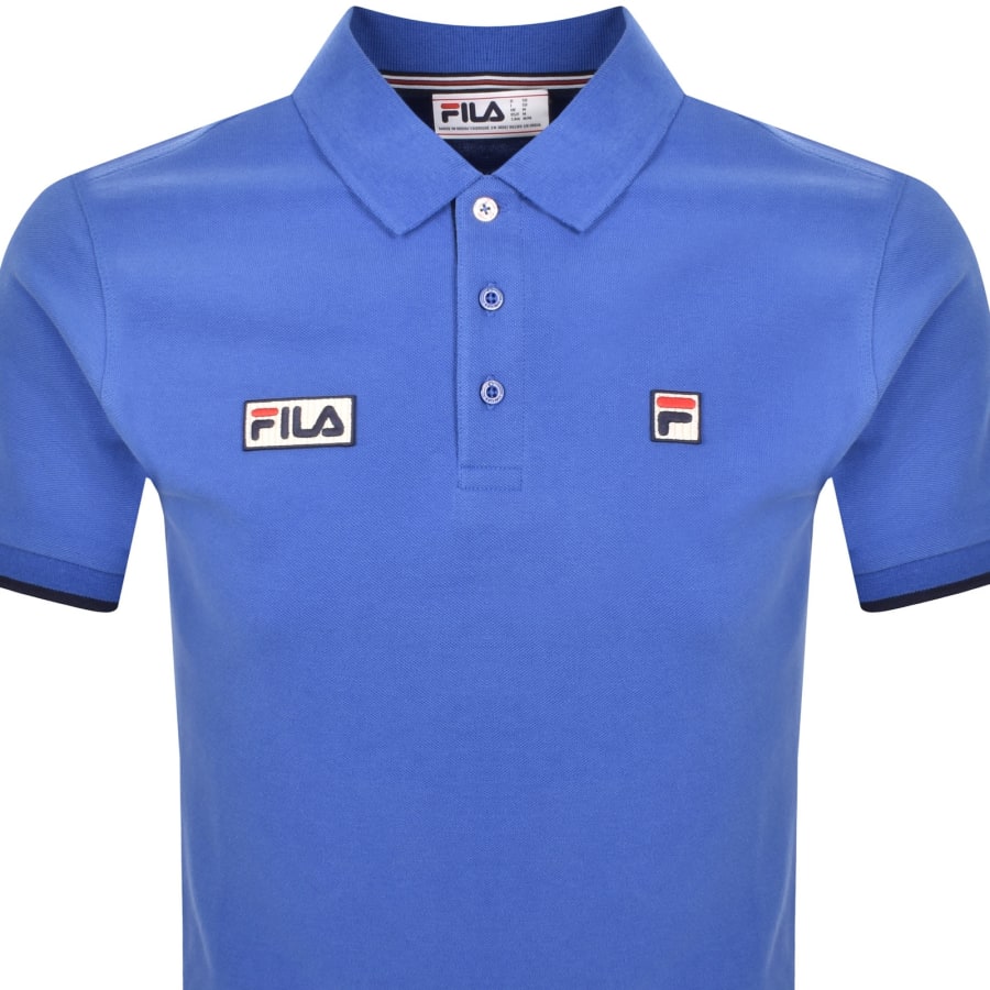 Image number 2 for Fila Vintage Tipped Rib Basic Polo T Shirt Blue