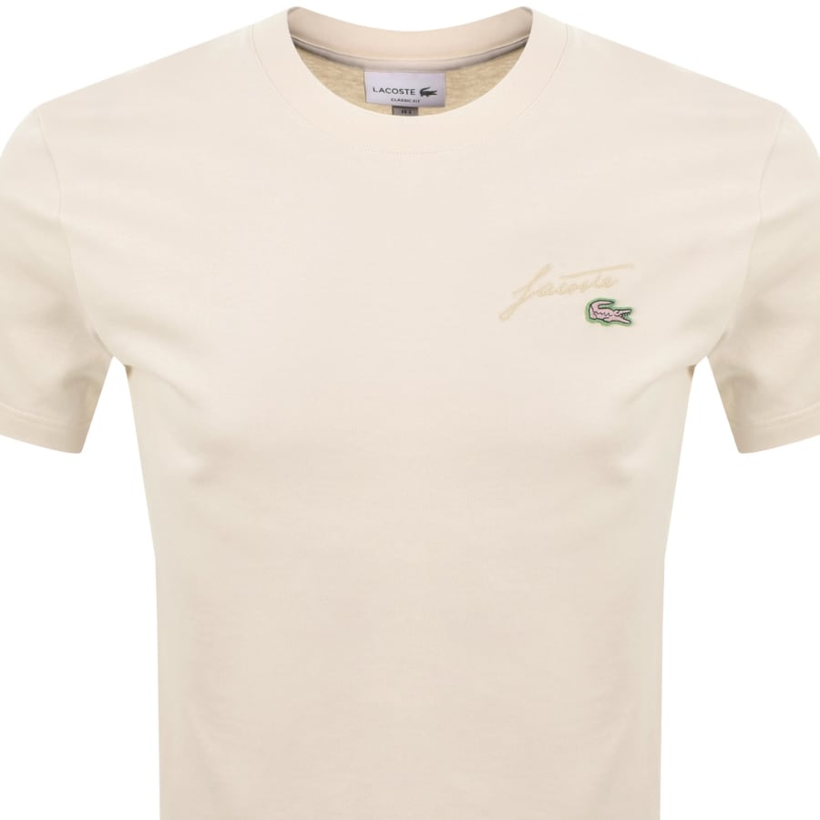 Image number 2 for Lacoste Double Logo T Shirt Cream