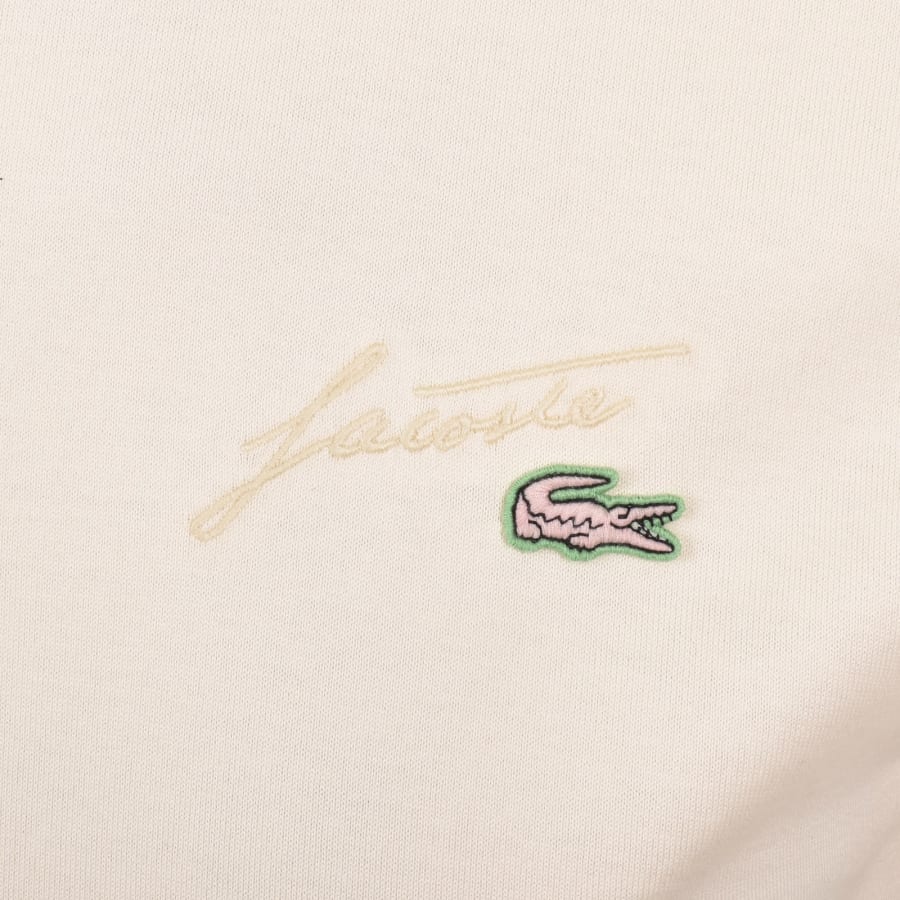 Image number 3 for Lacoste Double Logo T Shirt Cream