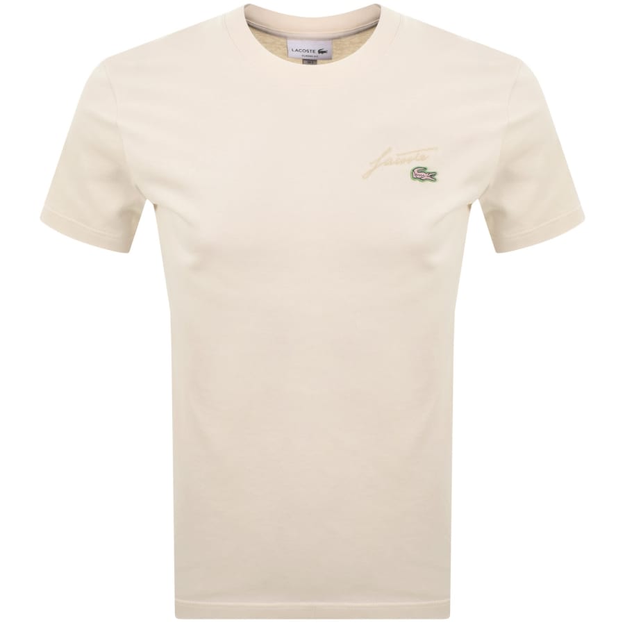 Image number 1 for Lacoste Double Logo T Shirt Cream