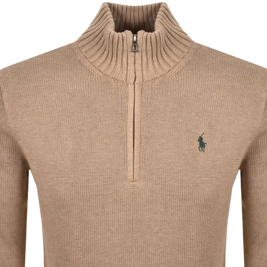 Image number 2 for Ralph Lauren Half Zip Knit Jumper Bronze