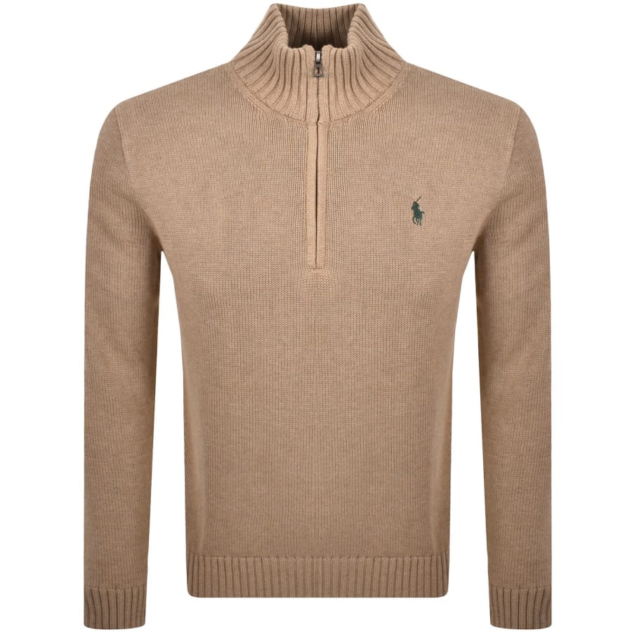Image number 1 for Ralph Lauren Half Zip Knit Jumper Bronze