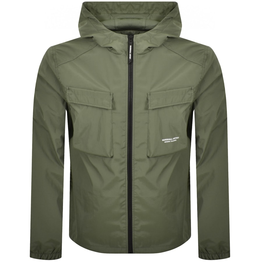 Image number 2 for Marshall Artist Crux Hooded Overshirt Moss Green