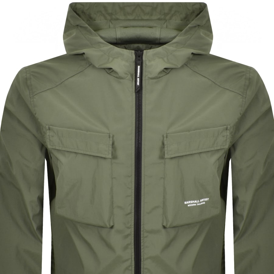 Image number 3 for Marshall Artist Crux Hooded Overshirt Moss Green