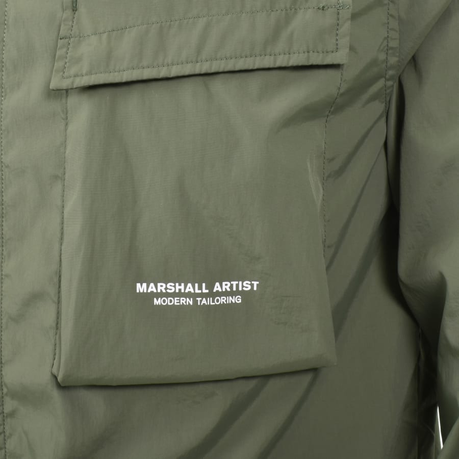 Image number 4 for Marshall Artist Crux Hooded Overshirt Moss Green
