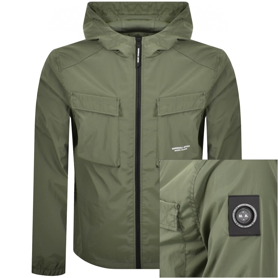 Image number 1 for Marshall Artist Crux Hooded Overshirt Moss Green