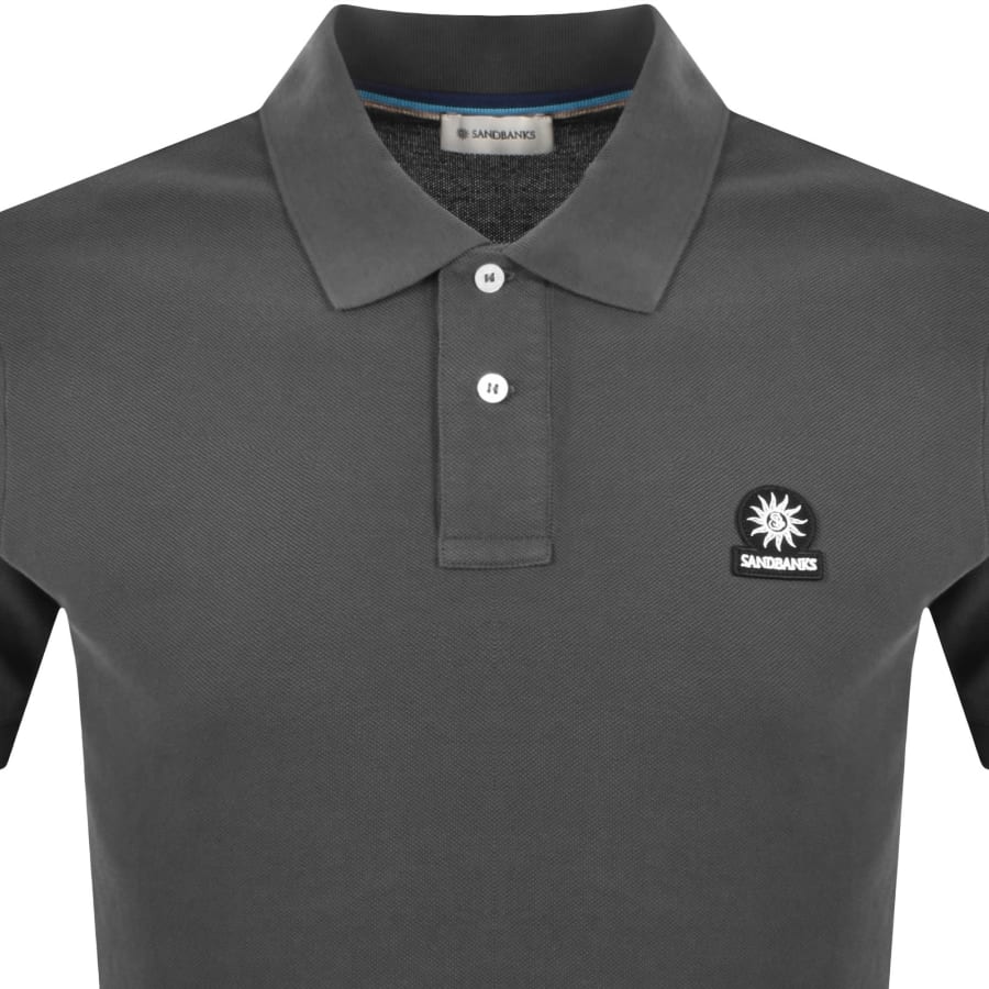 Image number 2 for Sandbanks Badge Logo Polo T Shirt Grey