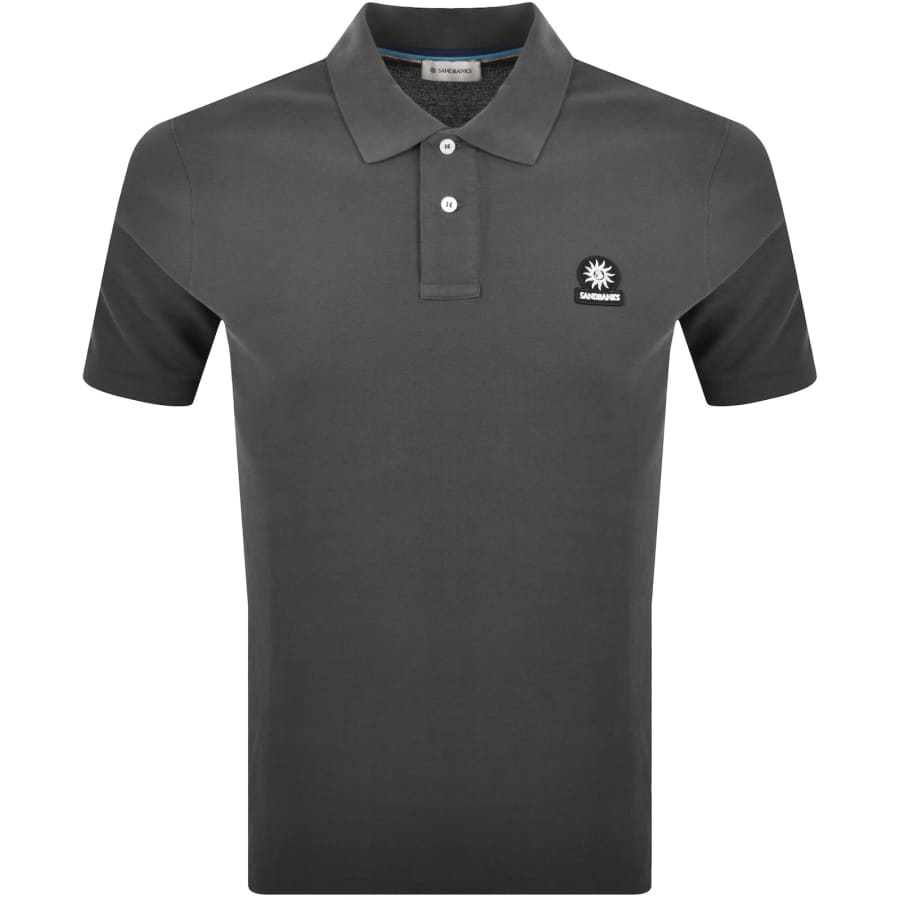Image number 1 for Sandbanks Badge Logo Polo T Shirt Grey
