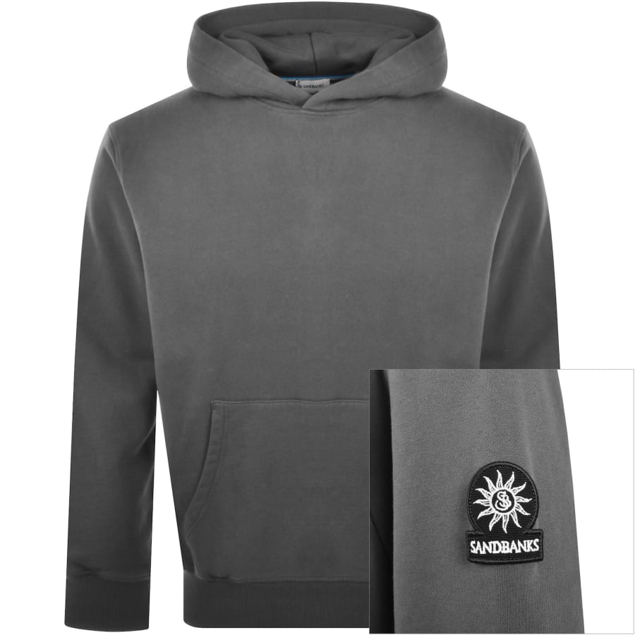 Image number 1 for Sandbanks Badge Logo Hoodie Grey