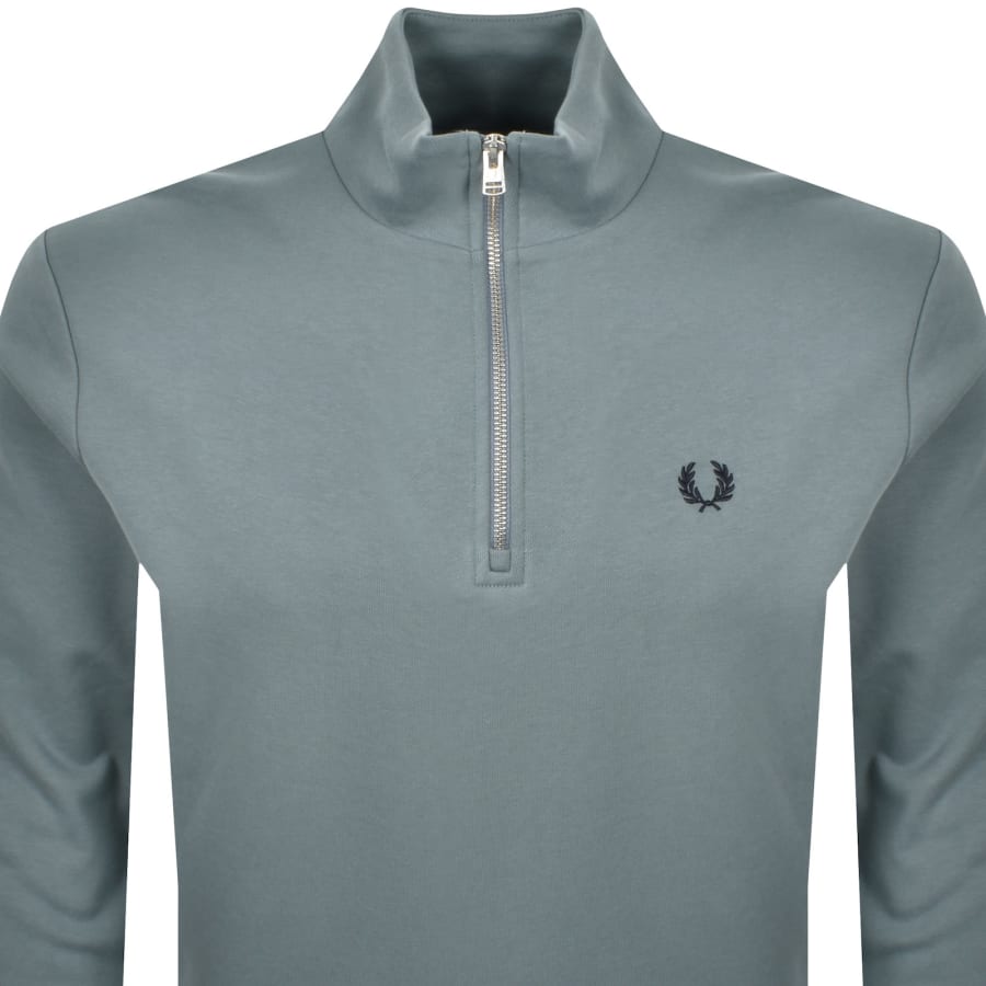 Image number 2 for Fred Perry Half Zip Sweatshirt Stockport Blue