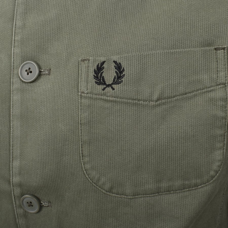 Image number 3 for Fred Perry Bedford Corduroy Overshirt Green