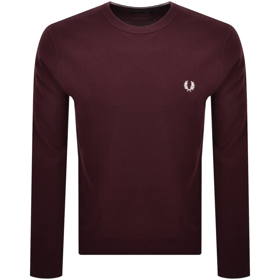 Image number 1 for Fred Perry Pique Stitch Jumper Oxblood