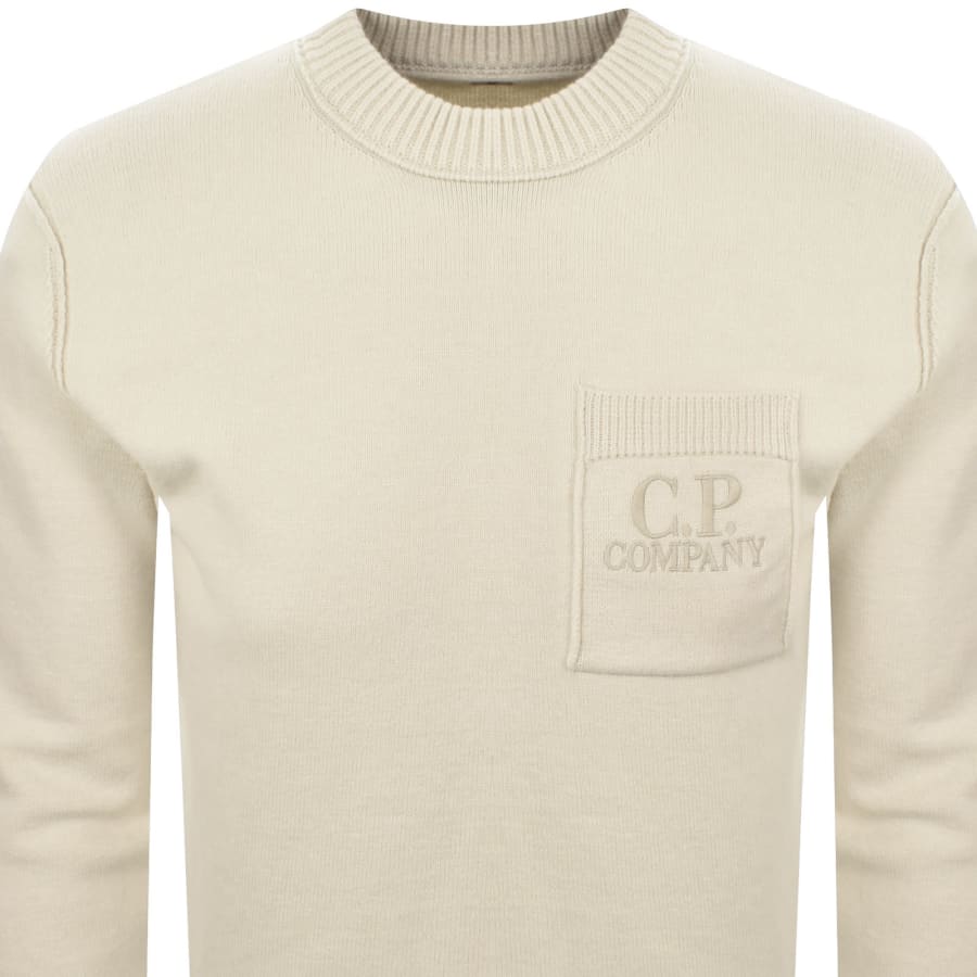 Image number 2 for CP Company Crew Neck Knit Jumper Cream