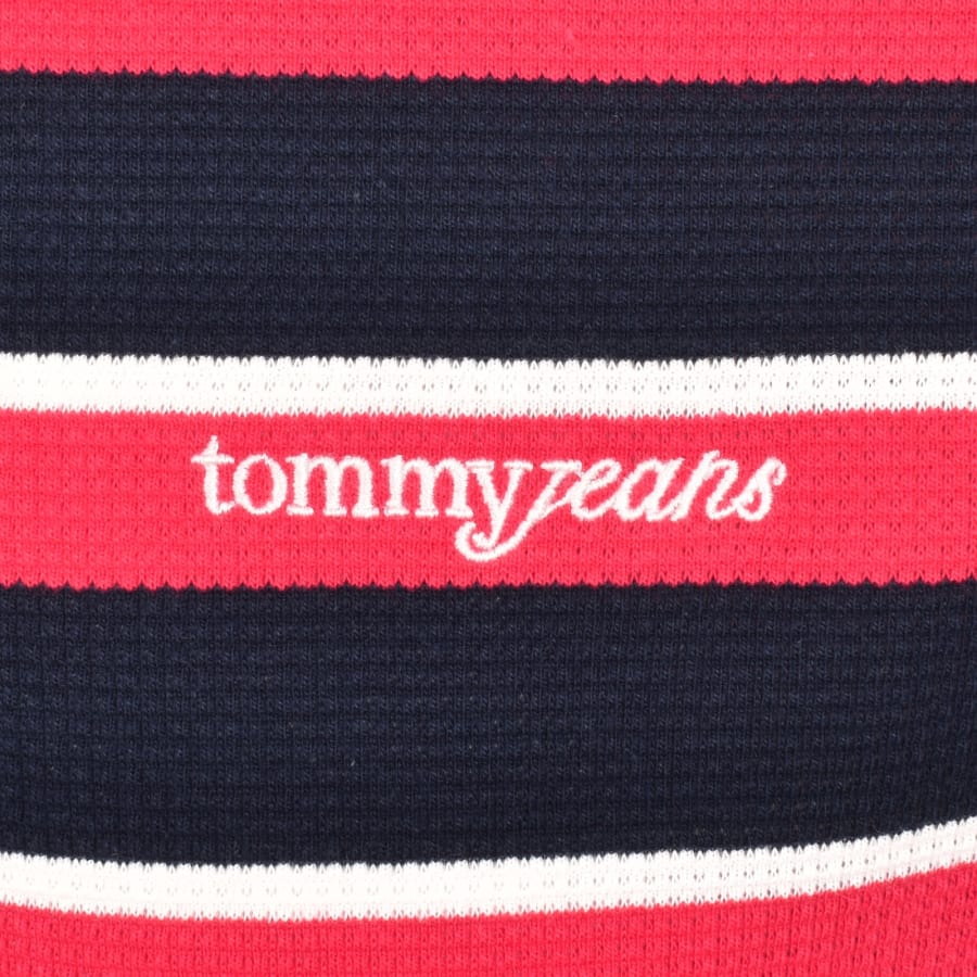 Image number 3 for Tommy Jeans Waffle Script Stripe T Shirt Navy