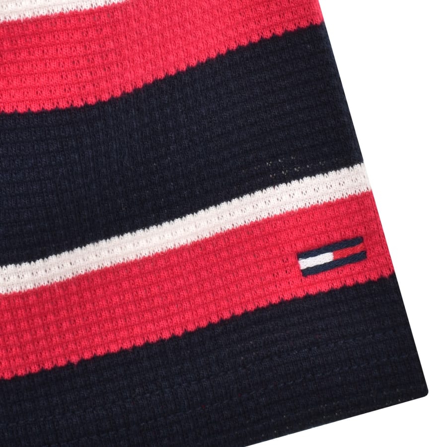 Image number 4 for Tommy Jeans Waffle Script Stripe T Shirt Navy