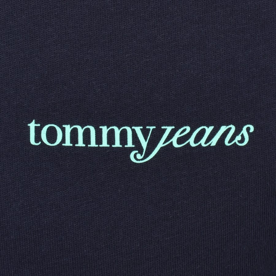 Image number 3 for Tommy Jeans Blur Script T Shirt Navy