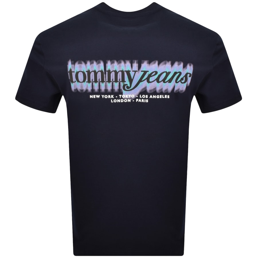 Image number 5 for Tommy Jeans Blur Script T Shirt Navy
