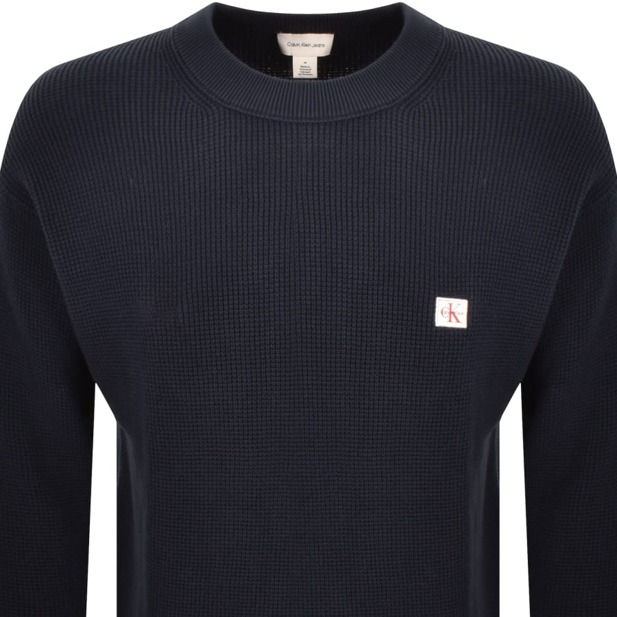 Image number 2 for Calvin Klein Jeans Waffle Jumper Dark Sapphire