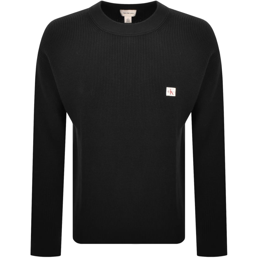 Image number 1 for Calvin Klein Jeans Waffle Jumper Black