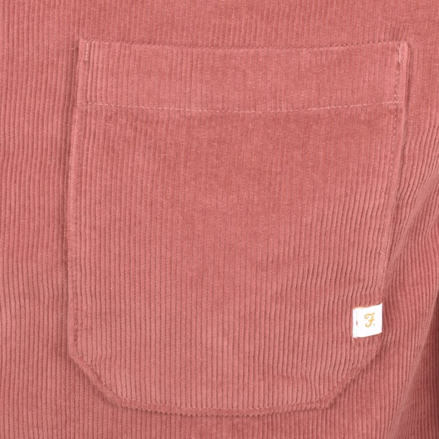 Image number 3 for Farah Spencer Cord Long Sleeve Overshirt Pink