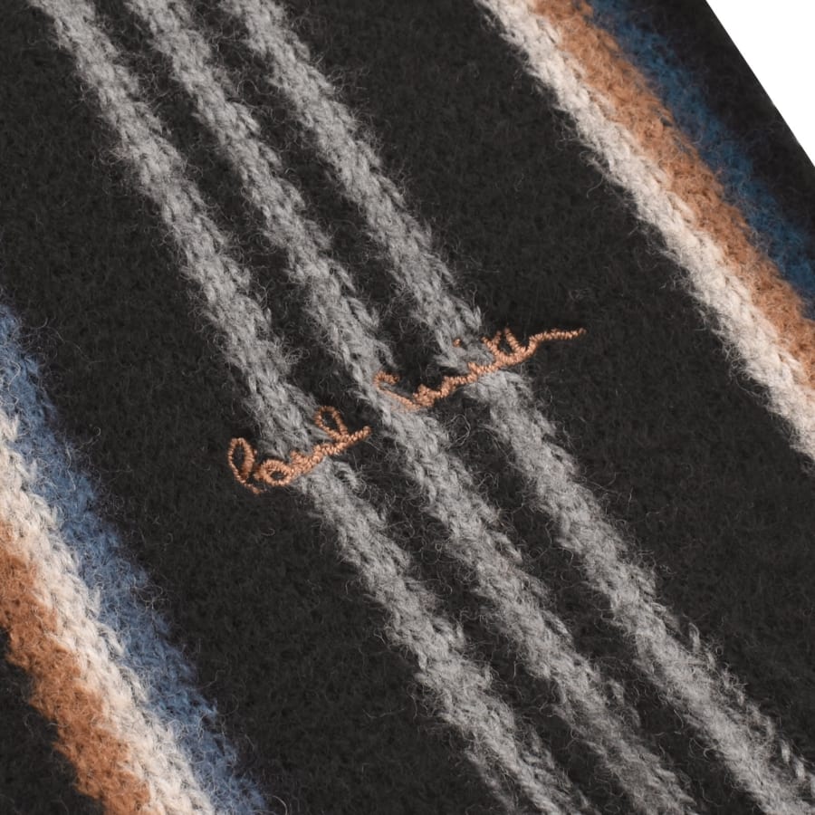 Image number 3 for Paul Smith Stripe Wool Scarf Black