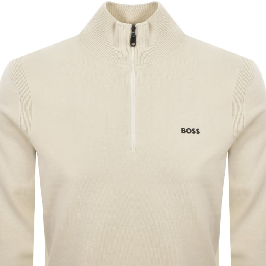 Image number 2 for BOSS Ever X Quarter Zip Jumper Open White