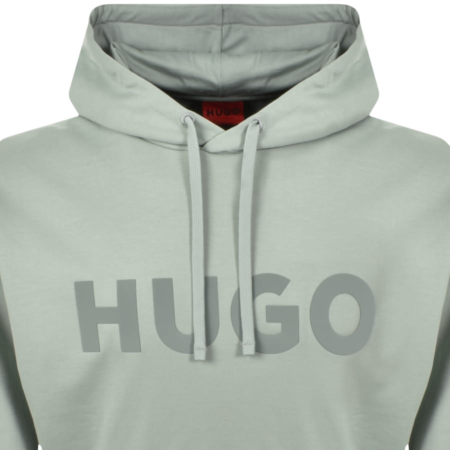 Image number 2 for HUGO Oversized Ditchle Hoodie Light Green