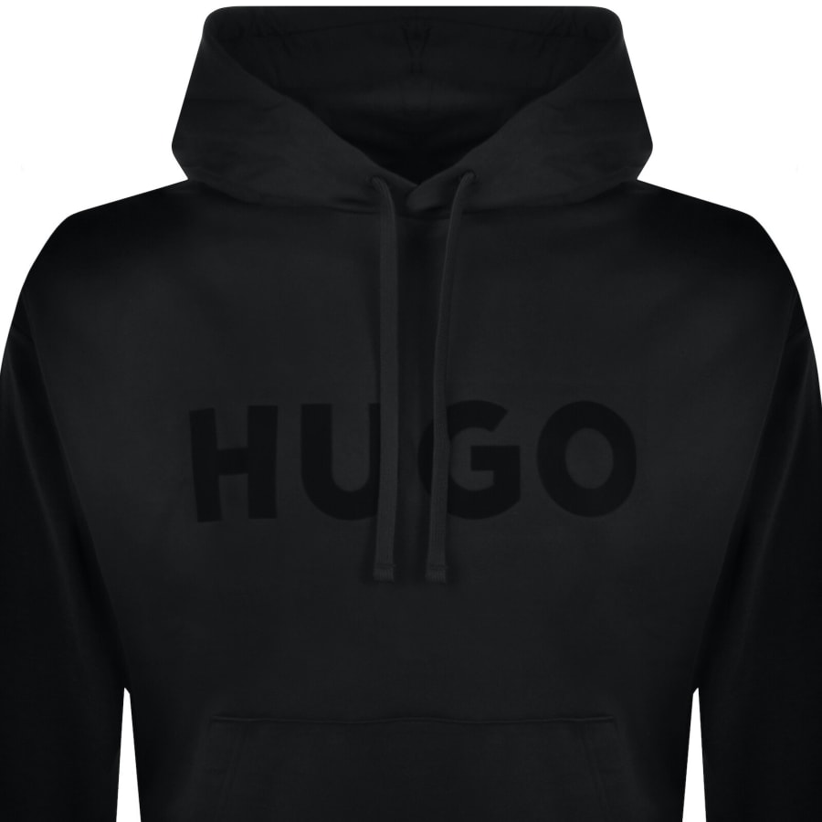 Image number 2 for HUGO Oversized Ditchle Hoodie Black
