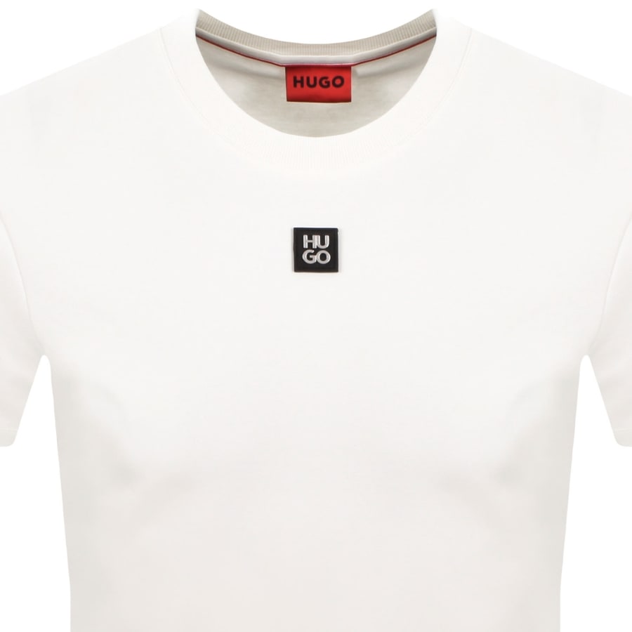 Image number 2 for HUGO Dalile Stacked Logo T Shirt Natural White