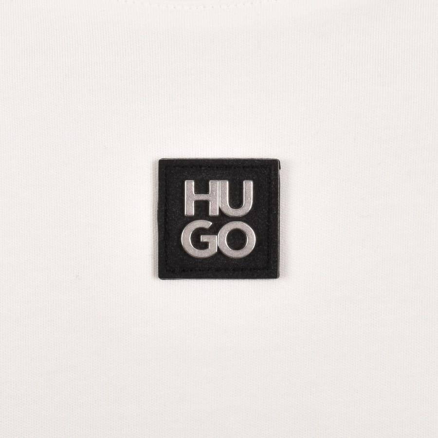 Image number 3 for HUGO Dalile Stacked Logo T Shirt Natural White