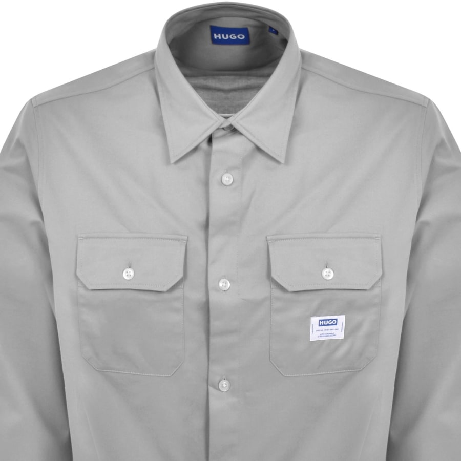 Image number 2 for HUGO Blue Ekynone Long Sleeve Shirt Grey