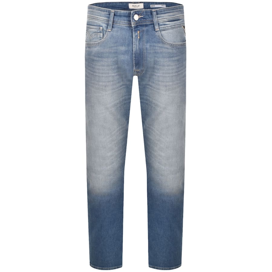 Image number 2 for Replay Comfort Fit Rocco Jeans Light Wash Blue