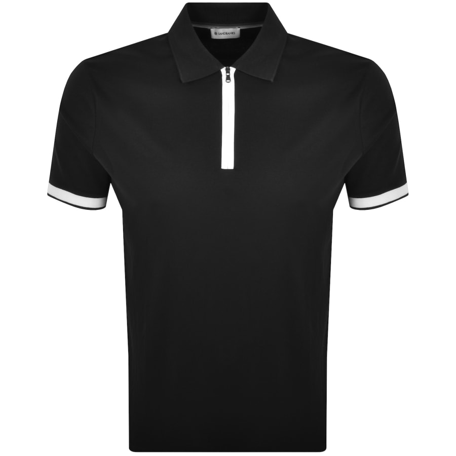 Image number 2 for Sandbanks Silicone Zip Polo T Shirt Black
