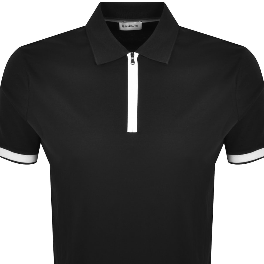 Image number 3 for Sandbanks Silicone Zip Polo T Shirt Black