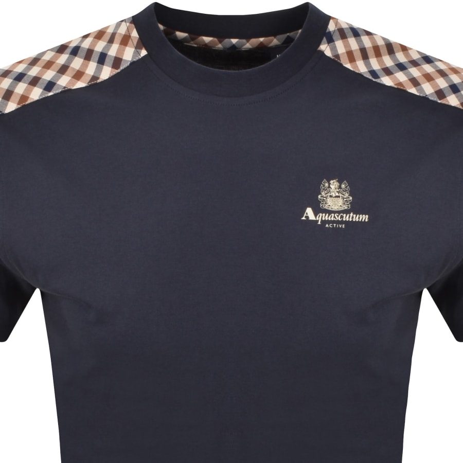 Image number 2 for Aquascutum Active Club Check T Shirt Navy